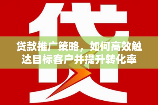 独山贷款推广策略，如何高效触达目标客户并提升转化率