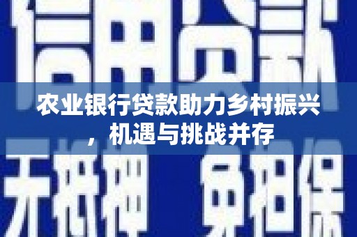延平农业银行贷款助力乡村振兴，机遇与挑战并存